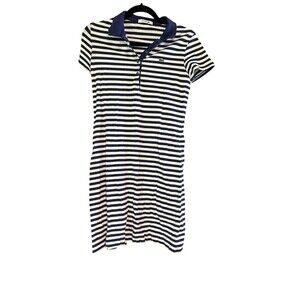 La Coste Womens Polo Dress Preppy Blue Stripe 38EU 8‎ US Schoolgirl Academia